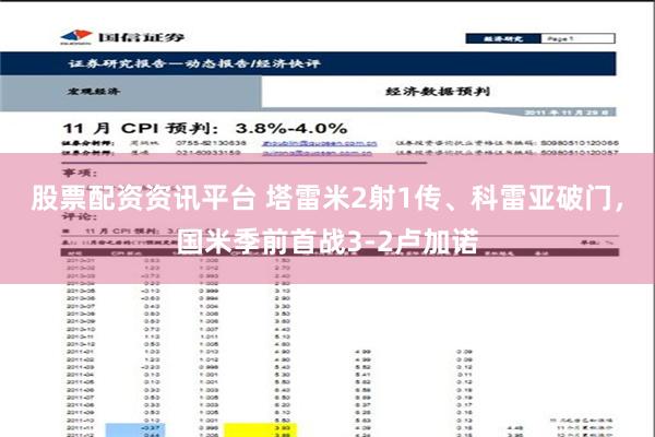 股票配资资讯平台 塔雷米2射1传、科雷亚破门，国米季前首战3-2卢加诺