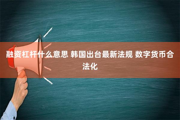 融资杠杆什么意思 韩国出台最新法规 数字货币合法化